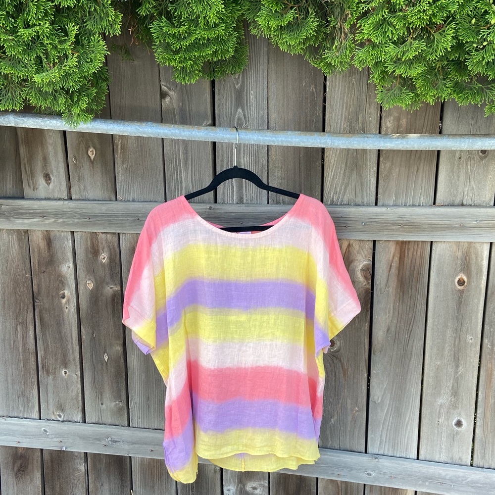 Loose Fit Rainbow Striped Top